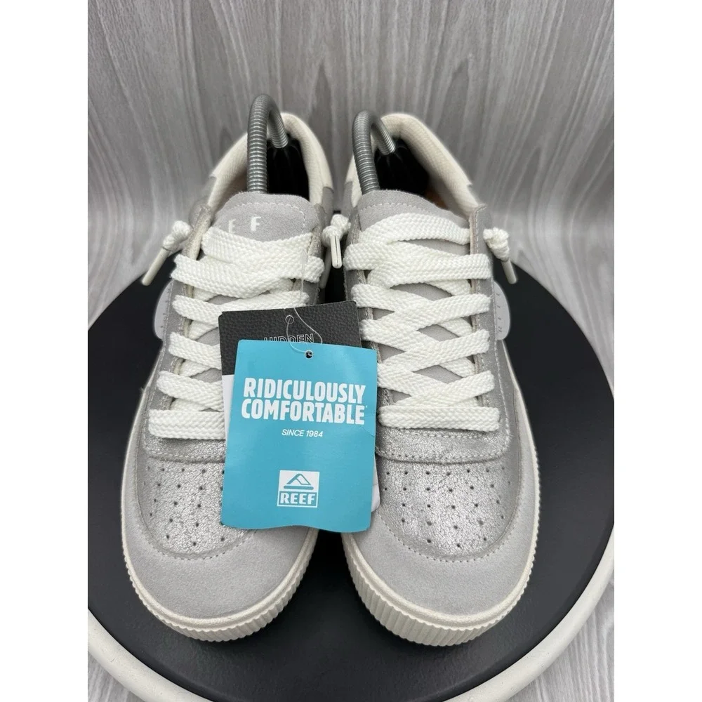 Reef Lay Day Seas Womens Size 10 Silver Suede Sneakers Casual Shoes CJ5985 NEW